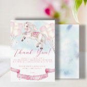 ベビーシャワーおとぎ話ポニースタズピンクバルーン エンクロージャーカード