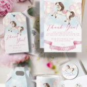 ベビーシャワーおとぎ話ポニースタズピンクバルーン エンクロージャーカード