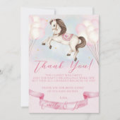 ベビーシャワーおとぎ話ポニースターピンクバルーン サンキューカード (正面)