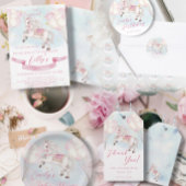 ベビーシャワーおとぎ話ポニースターピンクバルーン サンキューカード