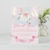 ベビーシャワーおとぎ話ポニースターピンクバルーン サンキューカード (スタンド正面)