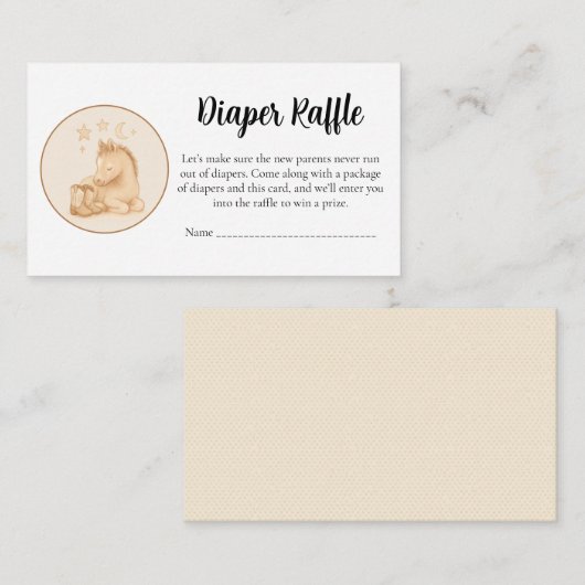 ベビーシャワーおむつくじカード - かわいい子馬 エンクロージャーカード (正面/裏面)