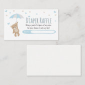 ベビーシャワーおむつくじカード テディベア ブルー エンクロージャーカード (正面/裏面)