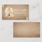 ベビーシャワーおむつラッフルカードキツネテペウッドランド エンクロージャーカード (正面/裏面)