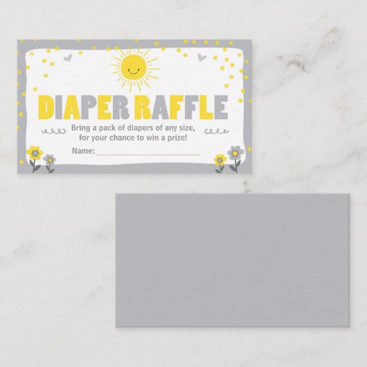 ベビーシャワーおむつラッフルカードサンシャインニュートラル エンクロージャーカード (正面/裏面)