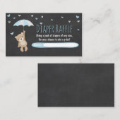 ベビーシャワーおむつラッフルカードテディベアブルー エンクロージャーカード (正面/裏面)