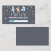 ベビーシャワーおむつラッフルカードテディベアブルー エンクロージャーカード (正面/裏面)