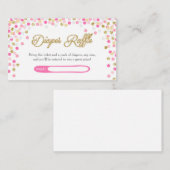 ベビーシャワーおむつラッフルカードピンク金ゴールドグリッター エンクロージャーカード (正面/裏面)