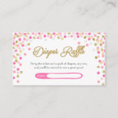 ベビーシャワーおむつラッフルカードピンク金ゴールドグリッター エンクロージャーカード (正面)