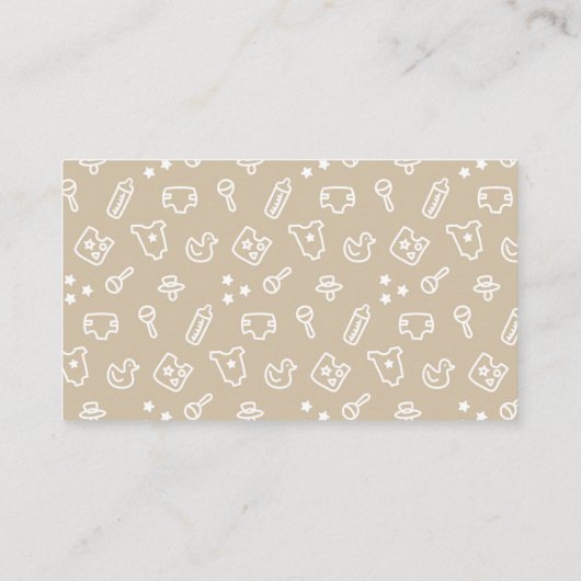 ベビーシャワーおむつラッフルカード | ミントとタン エンクロージャーカード (裏面)