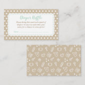 ベビーシャワーおむつラッフルカード | ミントとタン エンクロージャーカード (正面/裏面)