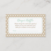 ベビーシャワーおむつラッフルカード | ミントとタン エンクロージャーカード (正面)