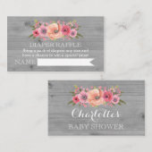 ベビーシャワーおむつラッフルカー素朴ド木材フローラ エンクロージャーカード (正面/裏面)
