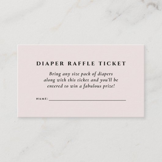 ベビーシャワーおむつラッフルシンプルチケットエレガント エンクロージャーカード (正面)
