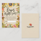 ベビーシャワーおむつラッフルチケットカボチャひまわり エンクロージャーカード (正面/裏面)