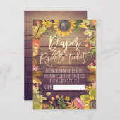 ベビーシャワーおむつラッフルチケットカボチャひまわり 招待状 (正面/裏面)