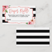 ベビーシャワーおむつラッフルチケットピンクガール エンクロージャーカード (正面/裏面)