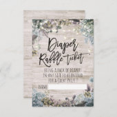 ベビーシャワーおむつラッフルチケットフローラライトウッド 招待状 (正面/裏面)