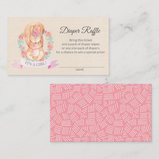 ベビーシャワーおむつラッフルチケットフローラリス 名刺 (正面/裏面)