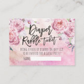 ベビーシャワーおむつラッフルチケットボヘミアンフラワーズ エンクロージャーカード (正面)