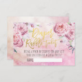 ベビーシャワーおむつラッフルチケットボヘミアンフラワーズ 招待状 (正面/裏面)