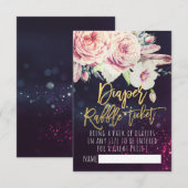 ベビーシャワーおむつラッフルチケットボホフローラライト 招待状 (正面/裏面)