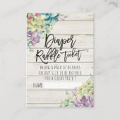 ベビーシャワーおむつラッフルチケット多肉木材 エンクロージャーカード (正面)