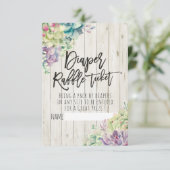 ベビーシャワーおむつラッフルチケット多肉木材 招待状 (スタンド正面)