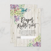 ベビーシャワーおむつラッフルチケット多肉木材 招待状 (正面/裏面)