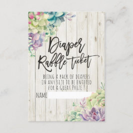 ベビーシャワーおむつラッフルチケット多肉木材 招待状