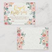 ベビーシャワーおむつラッフルチケット水彩フローラ エンクロージャーカード (正面/裏面)