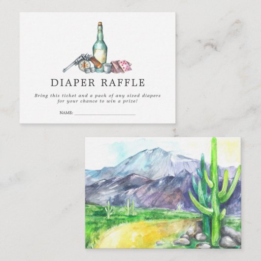 ベビーシャワーおむつラッフルチケット| Cowboy Western エンクロージャーカード (正面/裏面)