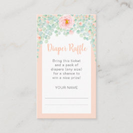ベビーシャワーおむつラッフルユーカリフローラ桃 エンクロージャーカード