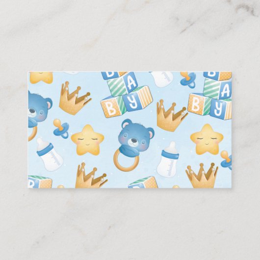 ベビーシャワーおむつラッフル男の赤ちゃん エンクロージャーカード (裏面)