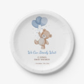 ベビーシャワーおめでとう We Can Bearly Wait ペーパープレート (正面)