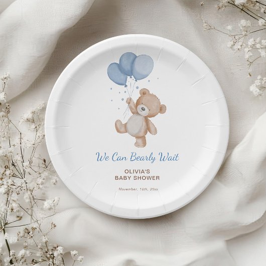 ベビーシャワーおめでとう We Can Bearly Wait ペーパープレート