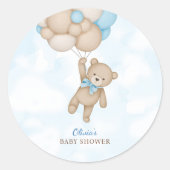ベビーシャワーおめでとう We Can Bearly Wait ラウンドシール (正面)