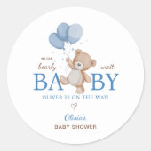 ベビーシャワーおめでとう We Can Bearly Wait ラウンドシール (正面)