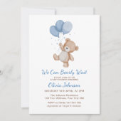 ベビーシャワーおめでとう We Can Bearly Wait 招待状 (正面)