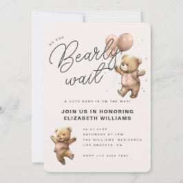 ベビーシャワーおめでとう We Can Bearly Wait 招待状