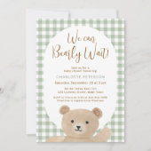 ベビーシャワーおめでとう We Can Bearly Wait 招待状 (正面)