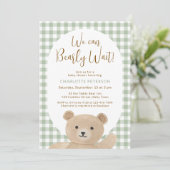 ベビーシャワーおめでとう We Can Bearly Wait 招待状 (スタンド正面)