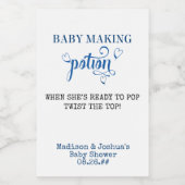 ベビーシャワーお気に入りベビーメイキングポションブルーミニ ワインラベル (シングルラベル)