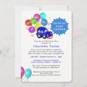 ベビーシャワーかわいいカーブルー男の赤ちゃん 招待状 (正面)