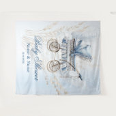 ベビーシャワーかわいいクラシックベビーベビーカー青フローラ タペストリー (正面(横))