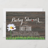 ベビーシャワーかわいいデイジー&ラディバグズエレガントウッド 招待状 (正面)