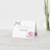 ベビーシャワーかわいいピンクのティーポットサンキューカード サンキューカード (正面)