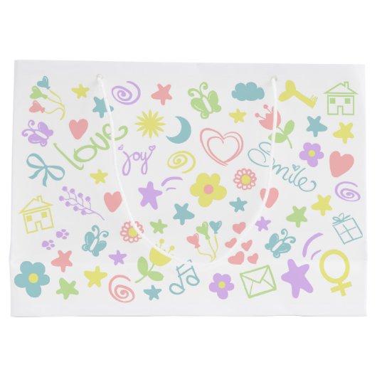 ベビーシャワーかわいいベビーガール抱き枕 ラージペーパーバッグ (裏面)