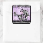 ベビーシャワーかわいいベビーガール薄紫ゼブラレース スクエアシール (バッグ)