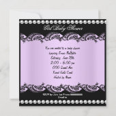 ベビーシャワーかわいいベビーガール薄紫ゼブラレース 招待状 (裏面)